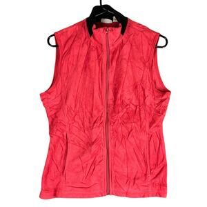 Gander Mtn Womens Vest Jacket Red Fleece Open Pockets Full Zip Stretch Medium